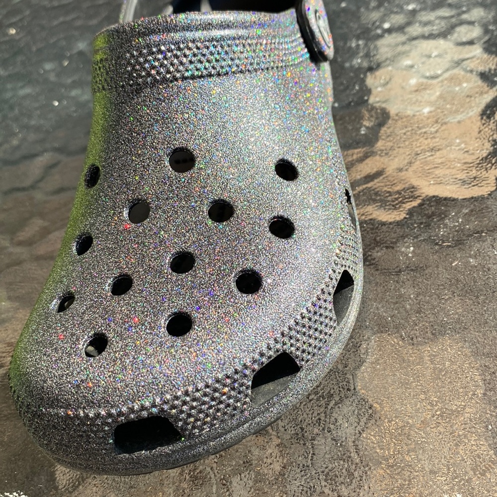 Black multi glitter crocs men/woman